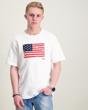Polo Ralph Lauren Flag Cotton Jersey Tee Valkoinen T-paidat Pojat - Kids Brand Store