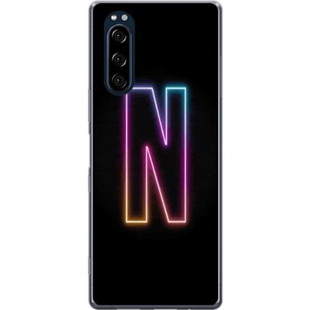 Kompatibel Mobilcover til Sony Sony Xperia 5 Minimalistisk neonbogstav N i farveskiftende lys mod sort baggrund