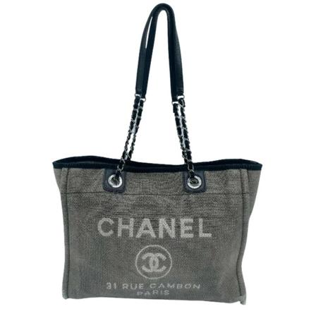 Chanel Vintage, Pre-owned Tote Bags Grijs, Dames, Maat:ONE Size,Canvas