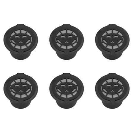 6 stk. plast og rustfrit stål, genopfyldelig, genanvendelig kaffekapsel filter, udskiftning af kurve