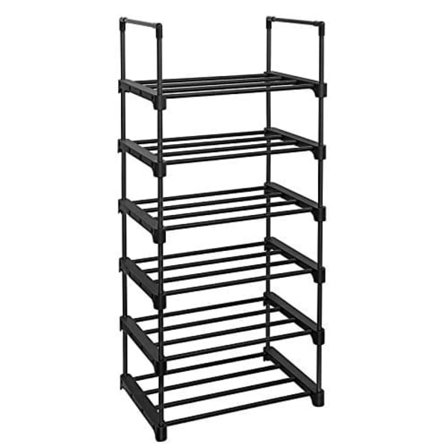 Songmics 6-lags skostativ, skoopbevaringsorganisator, 45 x 30 x 106 cm, sort