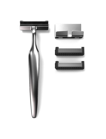Melle. Razor Kit Chrome, Mænd, Barbering, Skrabere & Blade