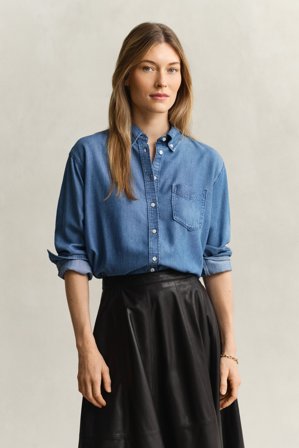 GANT Damen Indigo Bluse (42) Hellblau