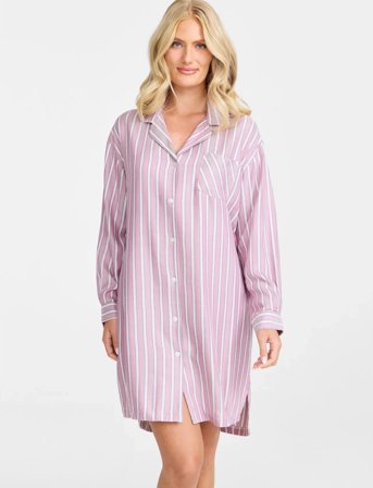 Damella of Sweden Nightdress Long Sl - Pink - L