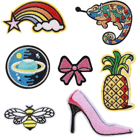 Kirjonta Silitettävä paikka, ompelumerkki, 42 kpl silitettävät merkit Brodeerattu merkki vaatteille T-paita Farkut Reput Tee itse