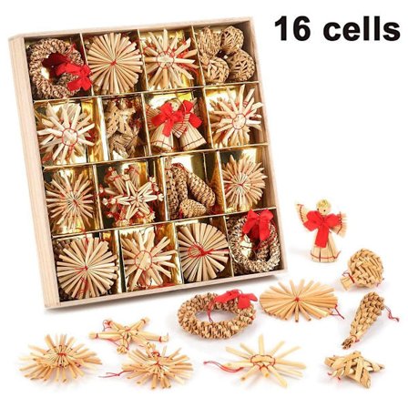 Miljøvennlig hvetehalm julepynt, håndvevd - 16 rutenett KLB