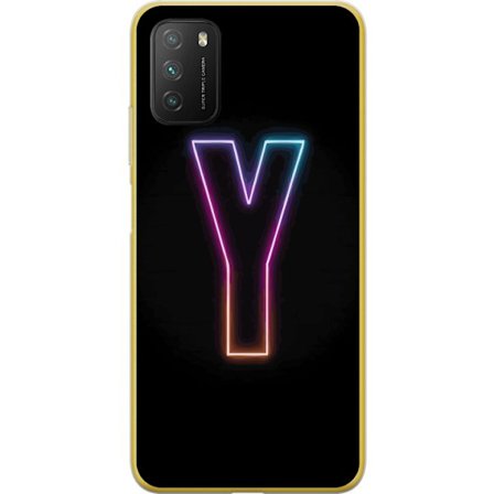 Kompatibelt Mobildeksel til Xiaomi Xiaomi Poco M3 Minimalistisk neonbokstav Y i fargeskiftende lys mot svart bakgrunn