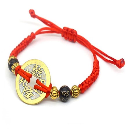 5/10 st fem kejsare pengar rött rep flätade strängarmband 1 1