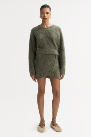 Soft Goat - Wrap brushed skirt - M - Olive