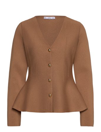 Fitted Knitted Jacket With Buttons Brown Mango