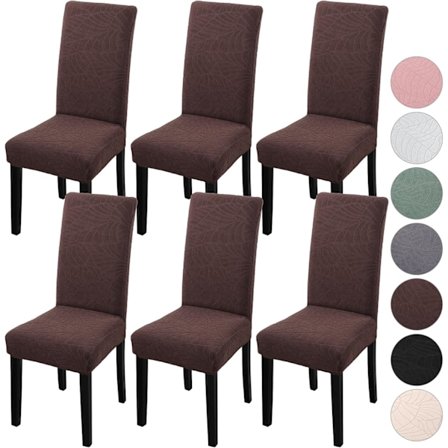 4-pack julstolsöverdrag, stretch, avtagbara tvättbara matsal blad-choklad