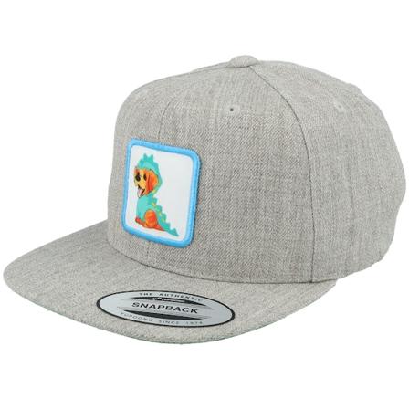 Kiddo Cap - Grijs snapback Cap - Kids Dog With Dino Costume Heather Grey Snapback @ Hatstore