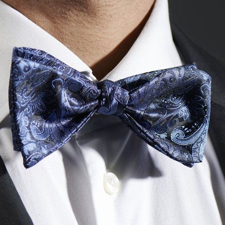 Navy & Blue Paisley Self-Tie Bow Tie for Men - Self-tie bow ties