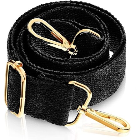 Handväska Axelband, 3,8 cm (Svart) Bred Enfärgad Ersättningsband