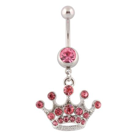 Navelpiercing Krona Rosa I Kirurgiskt Stål Silver