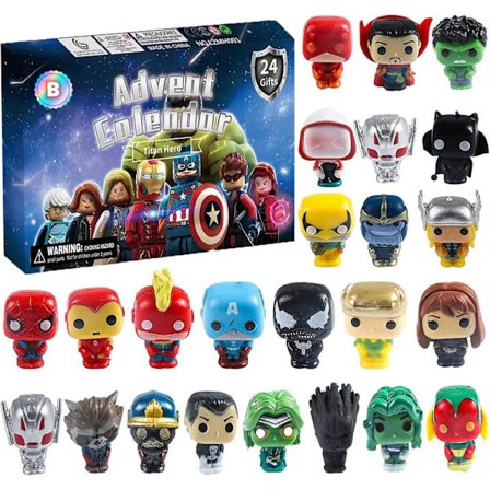 Superhjälte Adventskalender 2024 för Barn 24 Stycken Barn Adventskalender Nedräkning till Jul för Barn God Jul