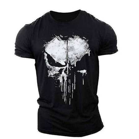 Mænds Rundhals Kortærmet T-shirt Amerikansk Tv-serie Punisher Skull Print Mænds 3D Mode Personlighed Modetrend
