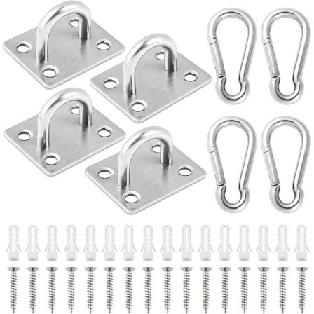 Fire-delt loftophæng - M5 øjenophæng i rustfrit stål med skruer - egnet til hængekøjer, senge, sandsække - til kraftige vægge