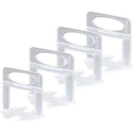 Flise Nivelleringssystem, 2mm Selv-Nivellerende Fliseafstandsstykker, til Installation - 200 x 2mm Fliseafstandsstykker