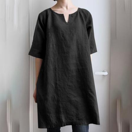 Kvinnor Halv Ärm Summer Beach Sundress V-ringad Miniklänning