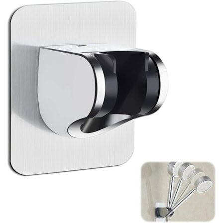 [LCS] Dusjhodeholder uten boring, selvklebende vinkel, justerbar dusjhodeholder, veggmontert hånddusjholder, uten boring (1 stk, krom)