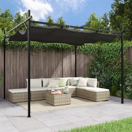 Pergola med infällbart tak antracit 295x292x230 cm