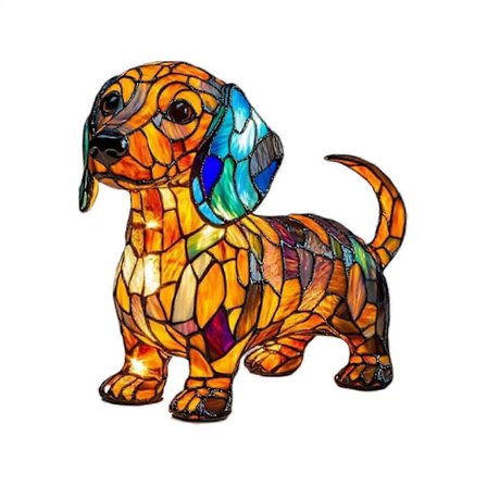 Hundelampe - Nattlys i harpiks, kunstdekorasjon til skrivebord for hjemmet, aksentbelysning i hundeserien