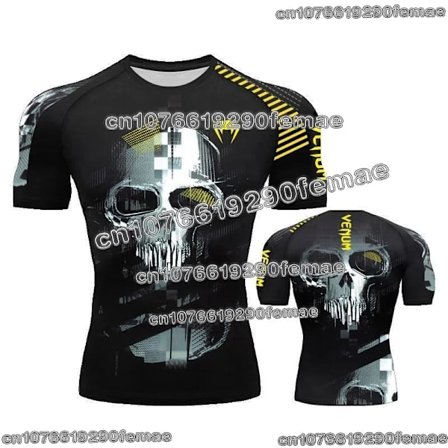 Trendig UFC T-shirt för män med 3D-tryck, sommar, avslappnad O-ringning, kortärmad träningstopp för boxning, MMA-träning och gymsporter