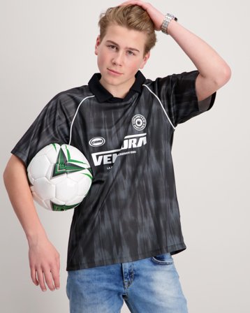 Jack & Jones JCOLIDO AOP MESH OPEN COLLAR POLO JNR Svart Topper/Bluser Gutt - Kids Brand Store