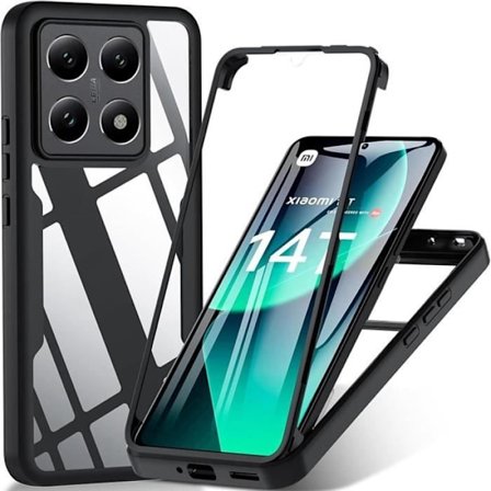 Fodral till Xiaomi 14T - Svart hårt anti-skrapa 360 graders helkroppsskydd solid