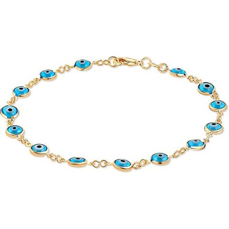 Aqua Gold Plated Evil Eye Anklet Bracelet