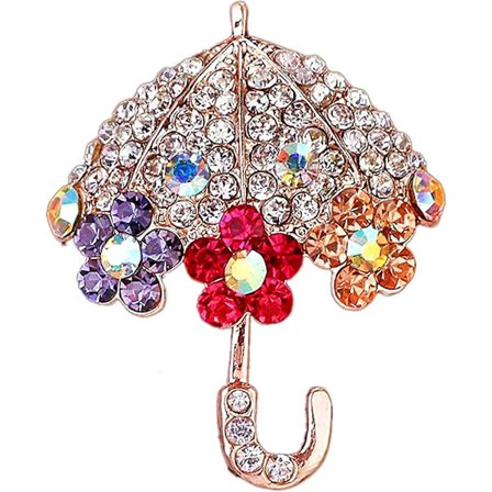 Liten Kvinnor Brosch Pin Dekor Present Klänning Tillbehör Kvinnor Mode Paraply Blomma Strass Inlagd Brosch Pin