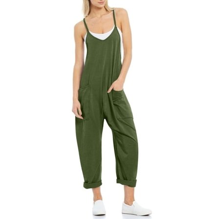 /EA/Camisole jumpsuit med løs lynlås grøn m Cherry