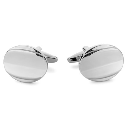 Ασημί Οβάλ Κυρτά Μανικετόκουμπα for Men