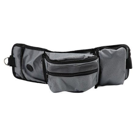 Hundträningsväska Midjeväska Stor Kapacitet Reflexiv Valp Godis Midjeväska med Flaskhållare Bajspåse Dispenser Grå