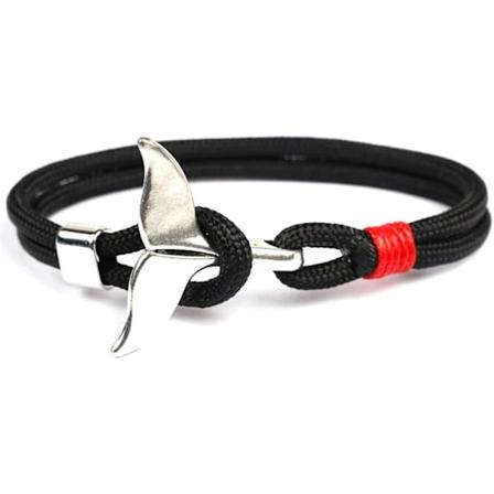 Nautisk Hval Armbånd | Mand Kvinde | Hav Liv | Blankt Rustfrit Stål | til mænd og kvinder Negro Y Rojo