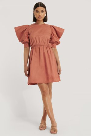 Trendyol Tile Sleeve Detail Mini Dress - Kjoler med pufærmer - Orange - EU 34