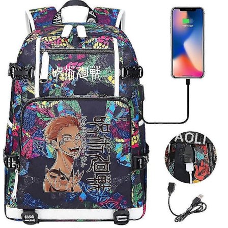 Curse Back To Battle USB-trykk Tenårings Skolesekk - Unisex Casual Reise Ryggsekk med Stor Kapasitet for Studenter
