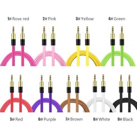 2-Pack AUX Kabel 3.5mm | Guld pläterad | slittålig kabel - SVART