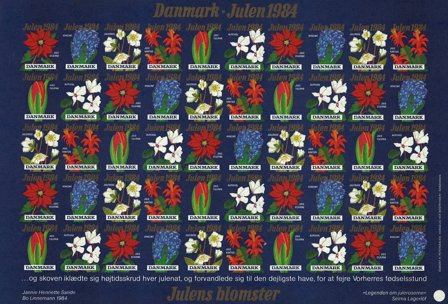 Danmark - Julemærkeark 1984 - Utakket - Ufoldet