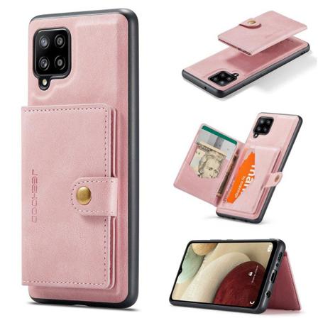 Samsung Galaxy A12 - Praktiskt Stilsäkert Skal Med Korthållare Roséguld