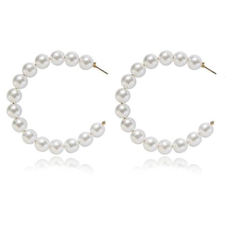 Perle Hoop Øreringe til Kvinder Små Perle Hoop Øreringe 14K Guldbelagt Letvægts Åben Stor Cirkel