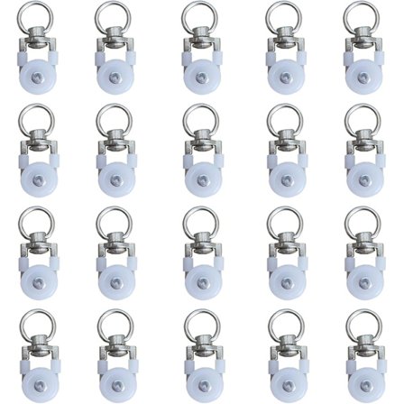 20 stk. gardinskinnehjul, skinnehjul, gardinstanghjul, lydløs trinse, dobbel vindusgardinskinnehjul, kompatibel med vindusgardiner