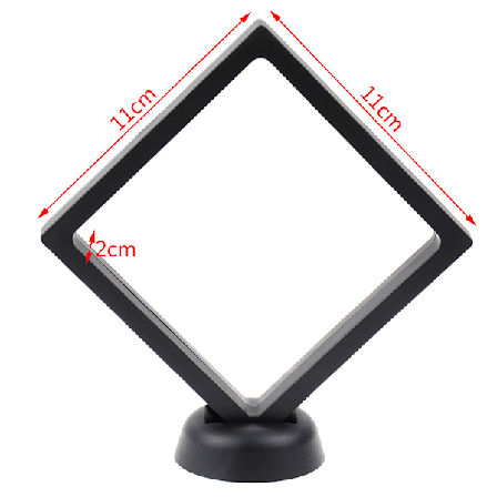 Firkantet 3D flydende smykker Mønt Display Ramme Holder Box Case m