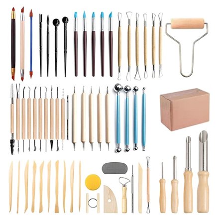 61-delars keramik skulpteringsverktygssats, polymerlera modelleringsverktyg för