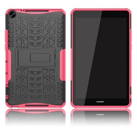 Huawei MediaPad M5 Lite 8 cool etui med dækmønster - Sort / Rose