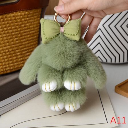 Mini-hårrosett hängande väska Rem bilnyckelring e Bunny Couple P