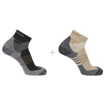 Salomon - Chaussettes unisexes X Ultra Access Quarter 2-pack - Bleached Sand / Black