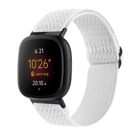 Fitbit Versa 3/Sense valkoinen kudottu nylonranneke