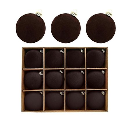 12 stk. Fløyels Julekuler Flokkede Juletrepynt Plastkuler Jul Dekorativ Hengende Ornament Juletrepynt 6 cm